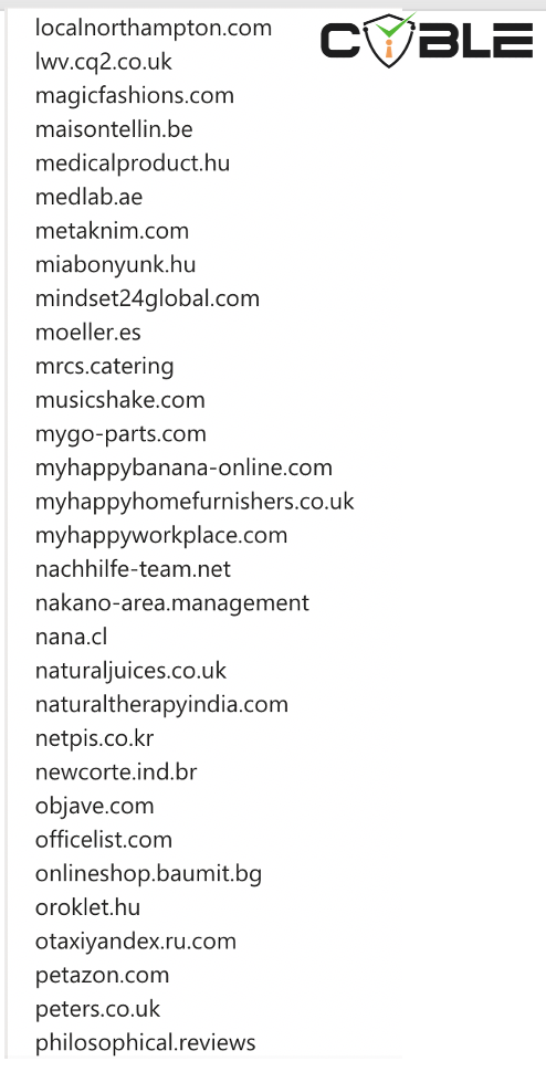 List of websites breached