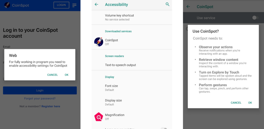 Figure 5 – Abusing accessibility service