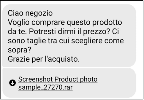 Social Media message containing a malicious attachment 