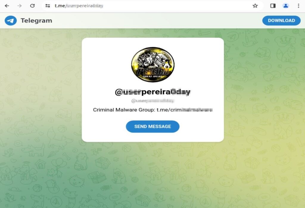 The Fate of the CriminalMW Group: Endgame or a New Rebranding Journey? 1 Figure 1 – Telegram Handle of Threat Actor Pereira