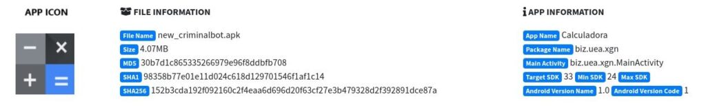 The Fate of the CriminalMW Group: Endgame or a New Rebranding Journey? 20 Figure 20 – Application metadata information
