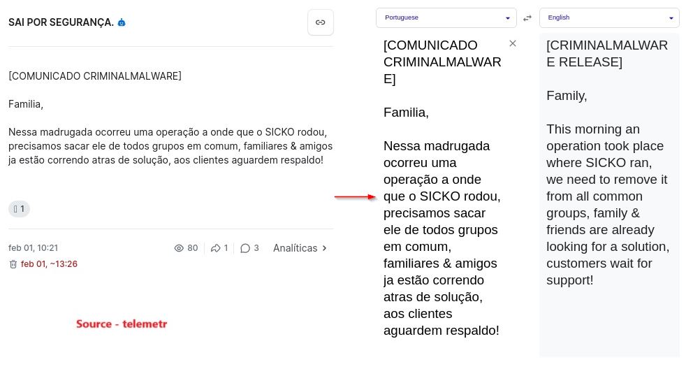 The Fate of the CriminalMW Group: Endgame or a New Rebranding Journey? 6 Figure 6 – Archive post from the Telegram channel about the operation