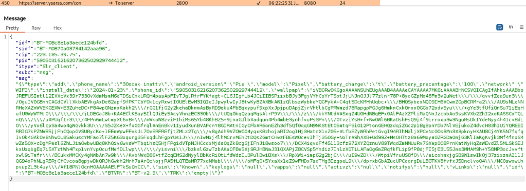 Figure 3 – Request body containing the reference of a BTMOB String