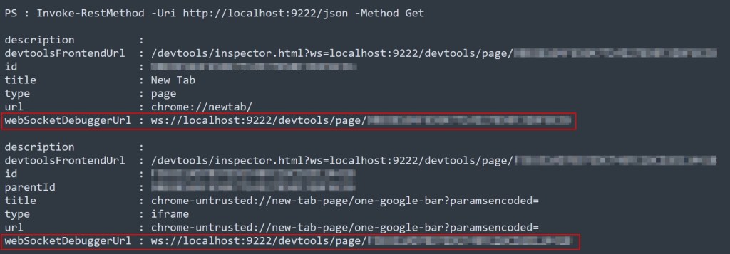 Figure 12 – Demonstration of Extracting webSocketDebuggerURL