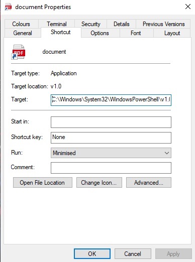 Figure 2 - Malicious LNK File
