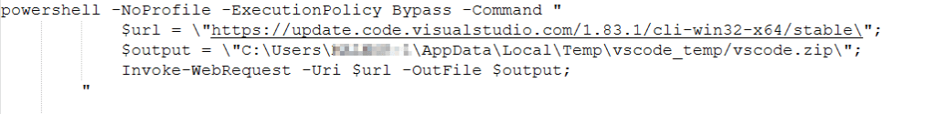 Figure 7 - PowerShell Code downloading VSCode
