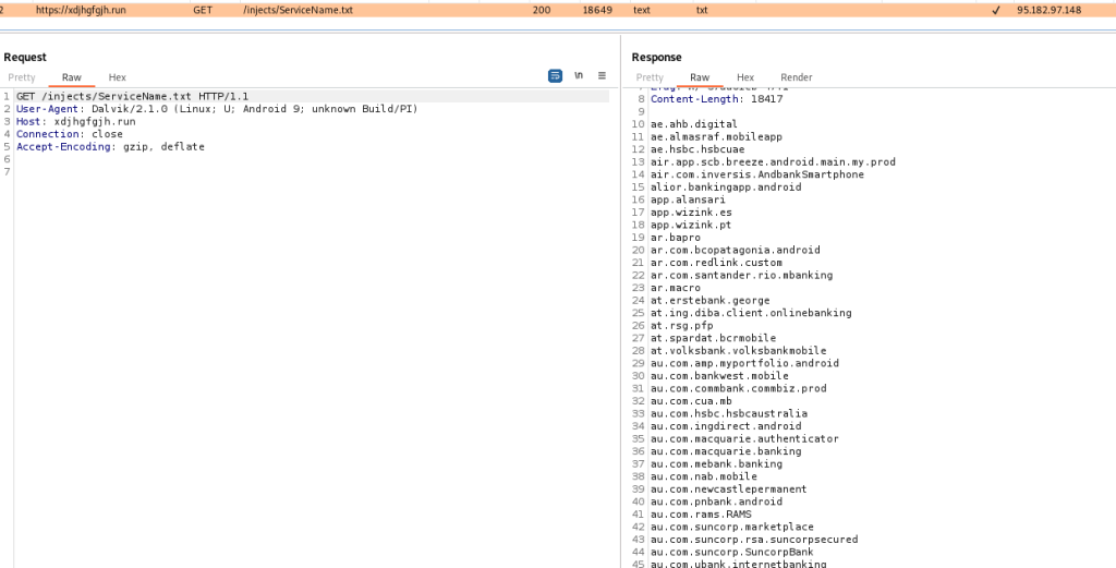 Figure 9 – TsarBot receiving the target application package names