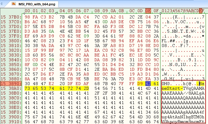 Figure 6 - Base64 encoded content at the end of the PNG file