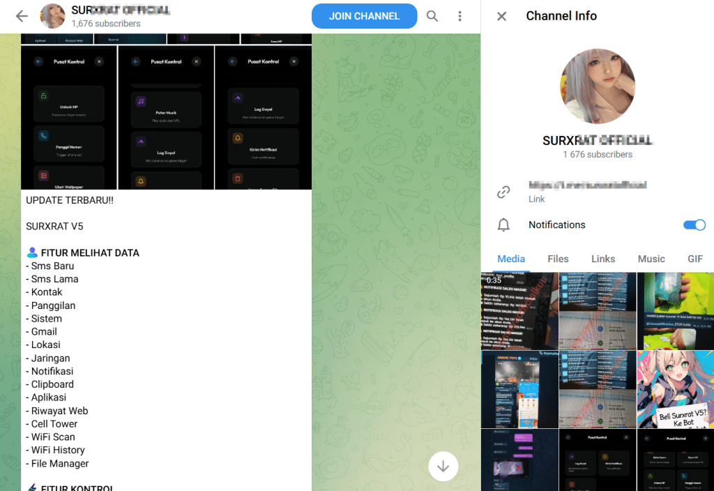 Figure 1 – SURXRAT V5 advertisement on Telegram Channel