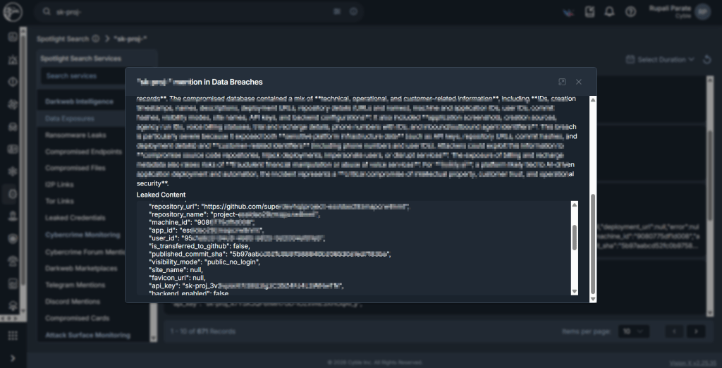 Figure 3 – API key leak content ChatGPT
