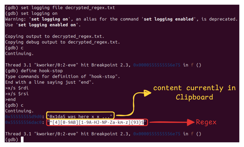 Figure 15 – Dumping Target Wallet Regex
