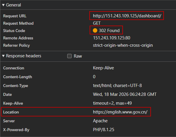 Figure 14 - Redirection to gov.cn