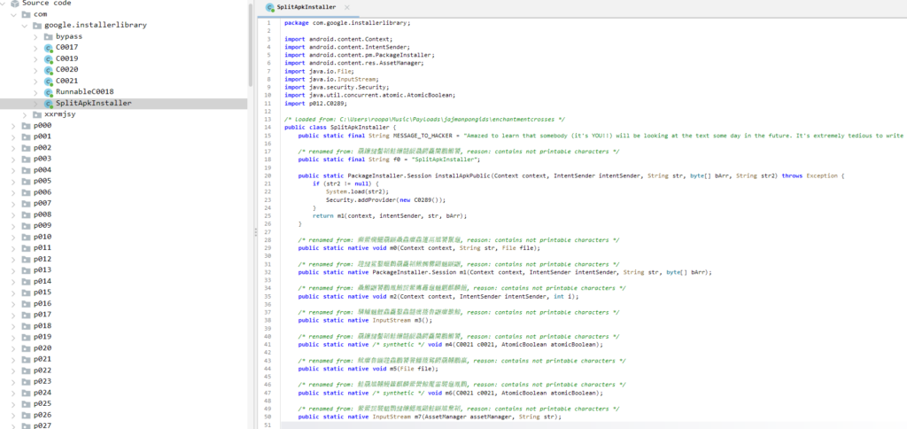Figure 12 – Third-stage payload calling native methods