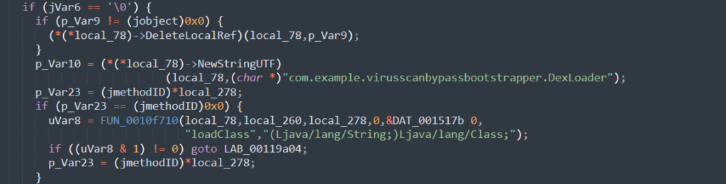 Figure 7 – Invoking a malicious class from the first-stage payload