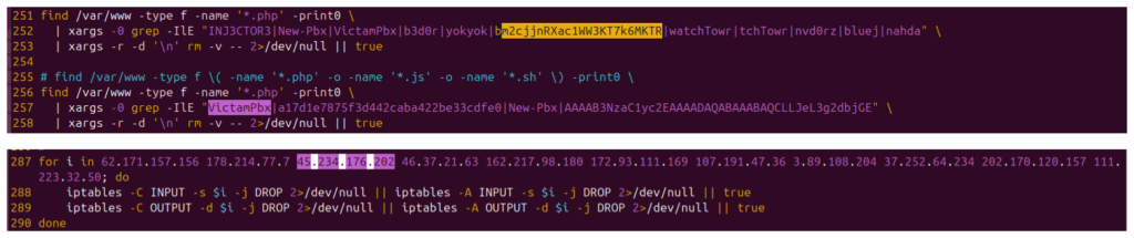 JOMANGY: INJ3CTOR3's Self-Healing FreePBX Toll Fraud Campaign 24 Figure 24 – Self-eviction evidence