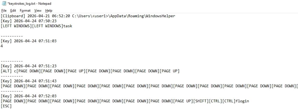 Figure 13 - key_strokes.txt