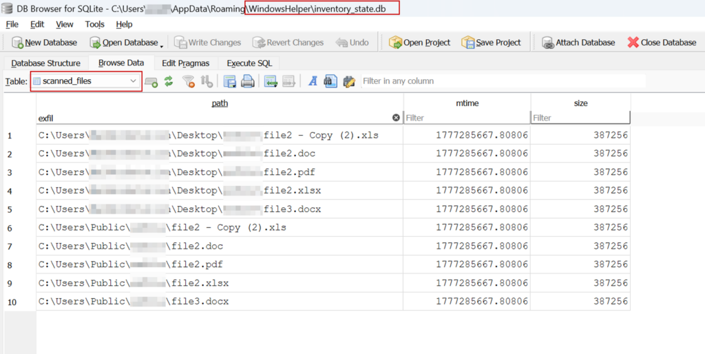 Figure 16 - Contents of inventory_state.db