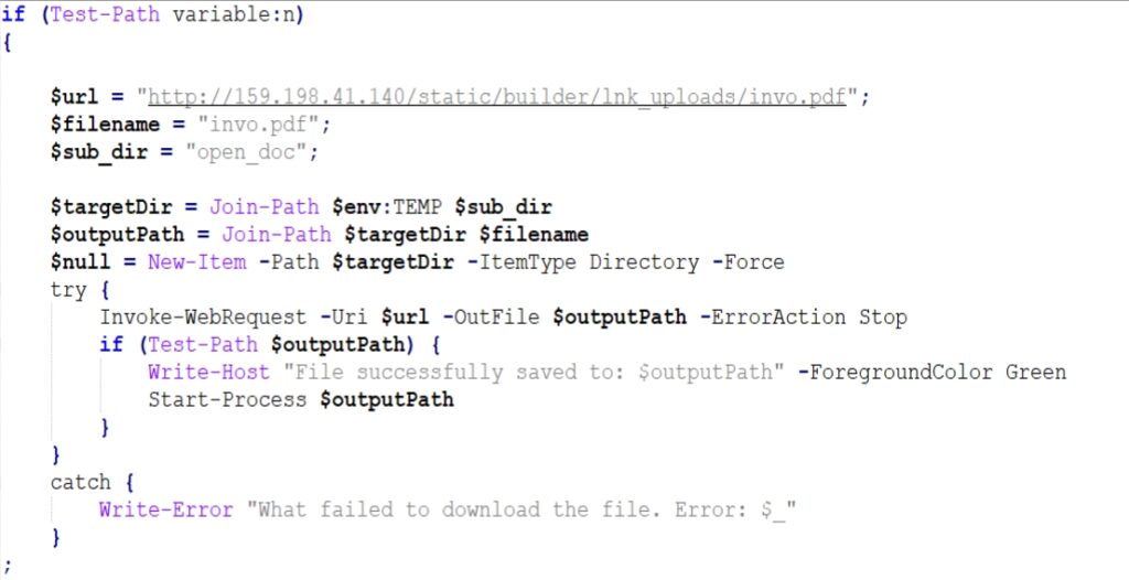 Figure 3 - Downloading the Lure PDF file