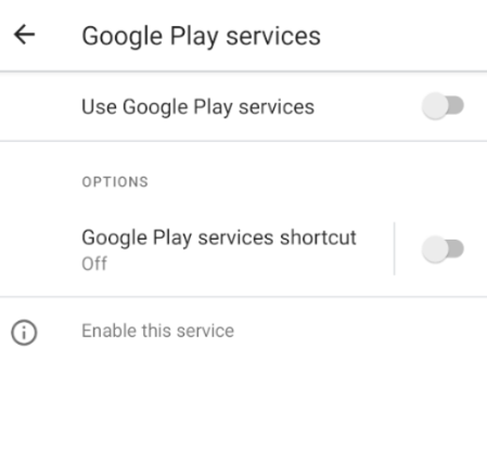 Figure 3 – Hiding itself as Google Play Services and prompting to enable Accessibility Service