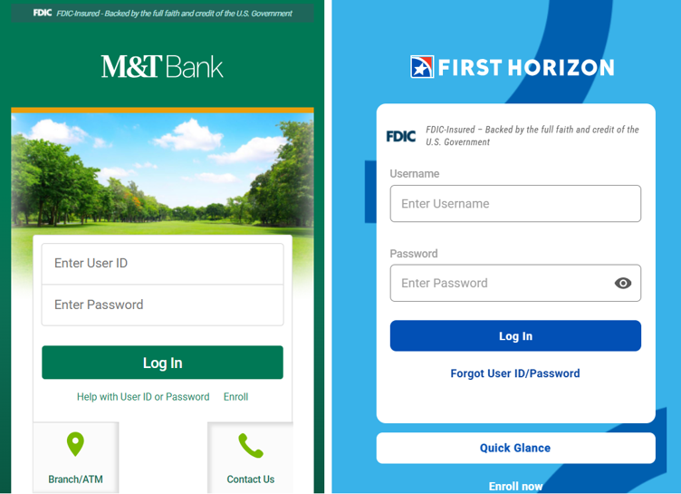 Figure 6 – Fake banking pages designed to steal banking credentials