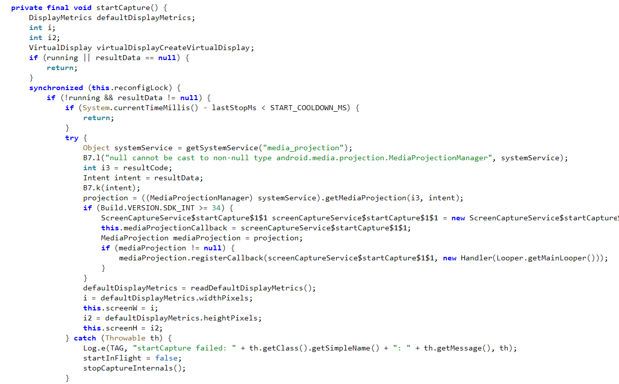 Figure 6 – Screen capture Activity