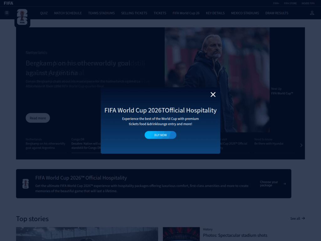 Fraudulent FIFA 2026 Official Hospitality Ticketing Portal