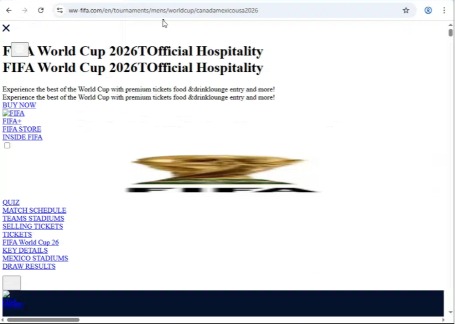 Fake FIFA World Cup 2026 Hospitality Domain