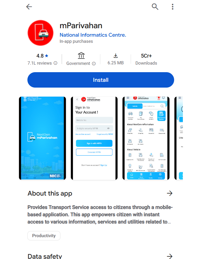 The GhostX Ecosystem: Forged in Transit, Licensed to Deceive 3 Figure 2 – Fake Google Play Store-style mParivahan installation website